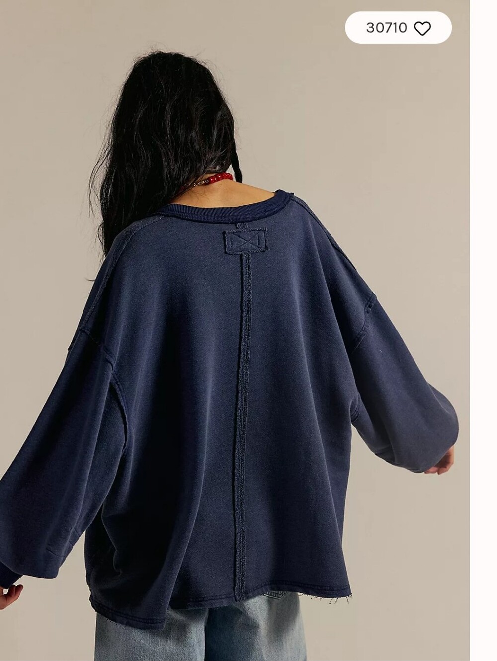 NWOT We The Free Venice V-Neck Sweatshirt in Navy - Picture 2 of 9